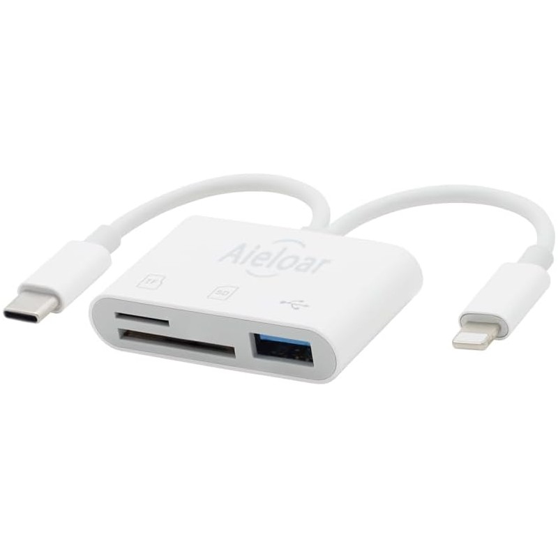 Lecteur de Carte SD pour iPhone & iPad, Adaptateur USB-C & Lightning pour Micro SD/SD, Compatible avec iPhone, iPad, Macbook, Sa