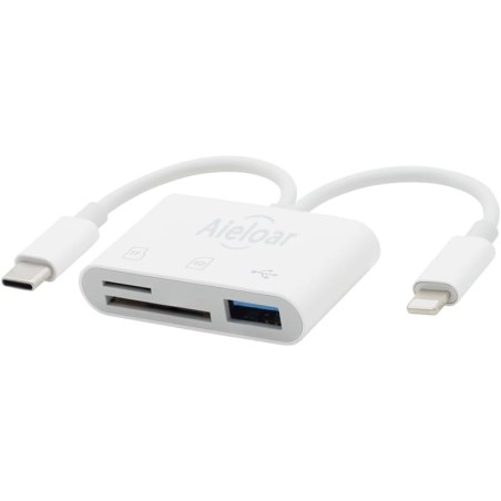 Lecteur de Carte SD pour iPhone & iPad, Adaptateur USB-C & Lightning pour Micro SD/SD, Compatible avec iPhone, iPad, Macbook, Sa