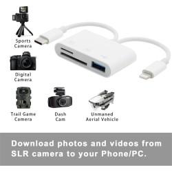 Lecteur de Carte SD pour iPhone & iPad, Adaptateur USB-C & Lightning pour Micro SD/SD, Compatible avec iPhone, iPad, Macbook, Sa