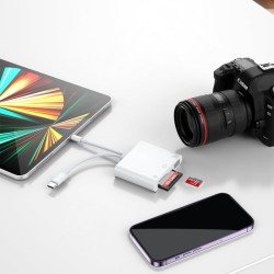 Lecteur de Carte SD pour iPhone & iPad, Adaptateur USB-C & Lightning pour Micro SD/SD, Compatible avec iPhone, iPad, Macbook, Sa