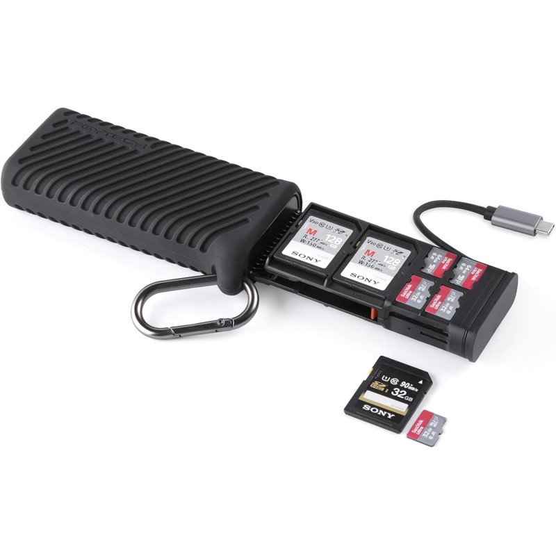 PGYTECH CreateMate Lecteur de Carte Haute Vitesse, 2-en-1 UHS-II SD 4.0/Micro SD Lecteur & Support USB 3.1 Type-C Adaptateur Étu