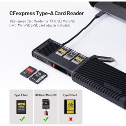 PGYTECH Lecteur de Carte CFexpress Type A/SD/Micro SD 10 Gbps USB 3.2 Gen2, Support de Carte CFexpress Type A/SD/TF, Compatible 