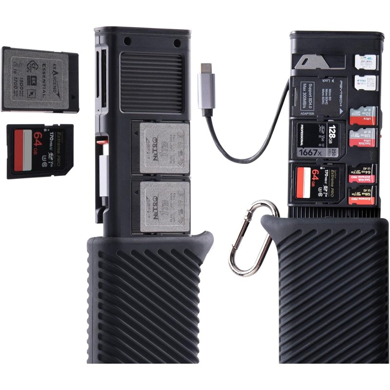PGYTECH CFexpress Type B/SD/Micro SD Lecteur de Carte USB 3.2 Gen 2 10 Gbit/s Lecteur de Carte mémoire CFexpress Type B/SD/TF/Na