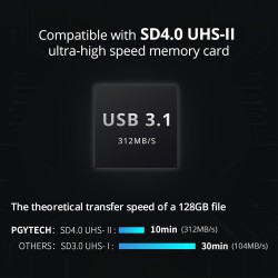 PGYTECH CreateMate Lecteur de Carte Haute Vitesse, 2-en-1 UHS-II SD 4.0/Micro SD Lecteur & Support USB 3.1 Type-C Adaptateur Étu