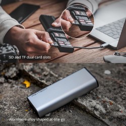 PGYTECH CreateMate Lecteur de Carte Haute Vitesse, 2-en-1 UHS-II SD 4.0/Micro SD Lecteur & Support USB 3.1 Type-C Adaptateur Étu