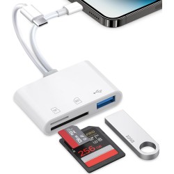 Lecteur de Carte SD pour iPhone,de Carte SD USB C 3 en 1 avec USB, Adaptateur Cartes SD USB C Lecteur de Cartes pour iPhone 16/1