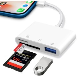 Lecteur de Carte SD pour Phone Pad, Aplimln Adaptateur Carte SD pour Phone 3 en 1 avec Port USB und Double Fente, Adaptateur Mic