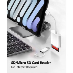 Lecteur de Carte SD pour Phone, USB C Lecteur Carte avec Double Fente pour Micro SD/SD, Adaptateur Carte SD pour Phone USB C