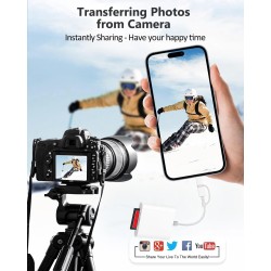 Lecteur de Carte SD pour Phone, USB C Lecteur Carte avec Double Fente pour Micro SD/SD, Adaptateur Carte SD pour Phone USB C