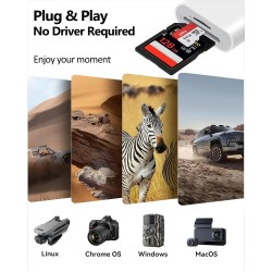 Lecteur de Carte SD pour Phone, USB C Lecteur Carte avec Double Fente pour Micro SD/SD, Adaptateur Carte SD pour Phone USB C
