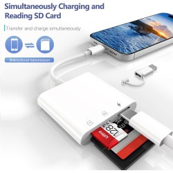 Lecteur de Carte SD pour iPhone, Lightning & USB C Adaptateur Carte SD pour Micro SD/SD, Lecteurs Carte Mémoire Externes pour iP