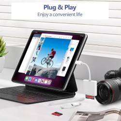 Lecteur de Carte SD pour iPhone, Lightning & USB C Adaptateur Carte SD pour Micro SD/SD, Lecteurs Carte Mémoire Externes pour iP