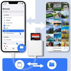 Lecteur de Carte SD pour Phone Pad, Aplimln Adaptateur de Carte SD, Lecteur de Carte mémoire pour Phone avec Double Fente pour M