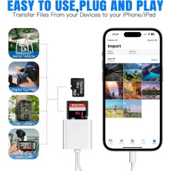 Lecteur de carte SD pour iPhone, lecteur de carte SD USB C à double emplacement, lecteur de carte micro-SD, adaptateur de carte 