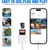 Lecteur de carte SD pour iPhone, lecteur de carte SD USB C à double emplacement, lecteur de carte micro-SD, adaptateur de carte 