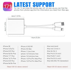 Lecteur de carte SD pour iPhone, lecteur de carte SD USB C à double emplacement, lecteur de carte micro-SD, adaptateur de carte 