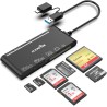 Lecteur de Cartes Multiples USB C USB3.0, SD/TF/CF/Micro SD/XD/MS Lecteur de Cartes mémoire 7 en 1/Adaptateur/Hub pour Cartes SD