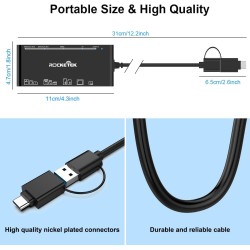 Lecteur de Cartes Multiples USB C USB3.0, SD/TF/CF/Micro SD/XD/MS Lecteur de Cartes mémoire 7 en 1/Adaptateur/Hub pour Cartes SD