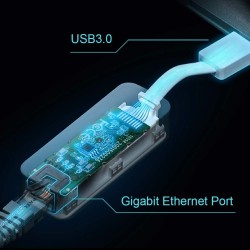 TP-Link UE300 Adaptateur USB vers Ethernet Gigabit 1000Mbps, USB 3.0 vers RJ45 Adaptateur Réseau, Conception Pliable et Portable