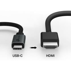 TP-Link UA520C Câble USB C vers HDMI 4K 60 Hz, câble tressé de 10 cm de Long, Plug & Play, Prend en Charge macOS, Windows, iPadO