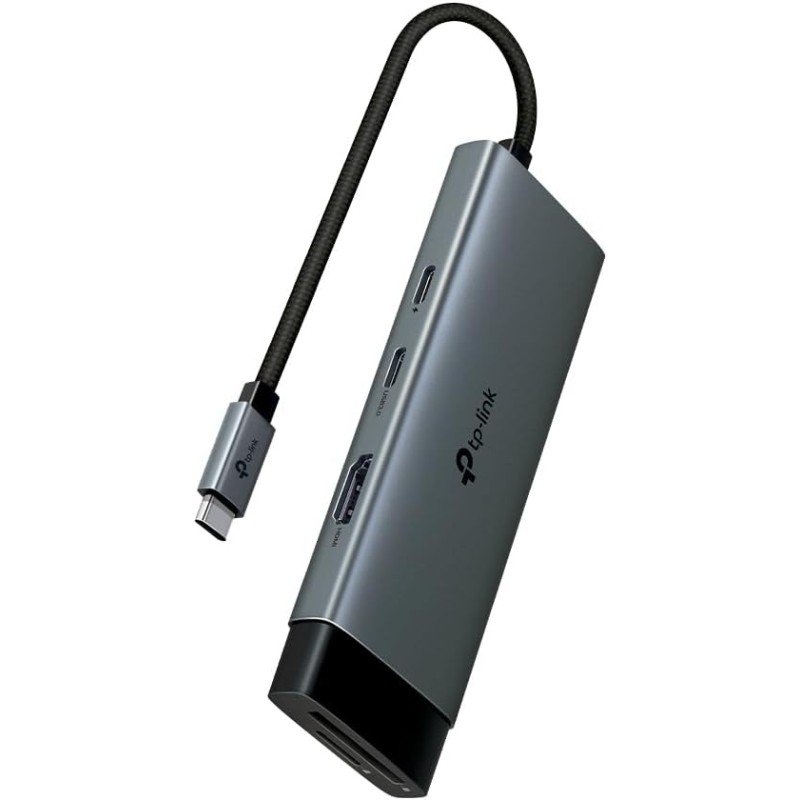 TP-Link UH7020C Hub USB C PD100W, 4K 60Hz HDMI, 1× USB C, 2× USB A, Cartes SD et microSD jusqu'à 200 Mo/s, Compatible avec MacOS