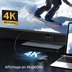 TP-Link UH7020C Hub USB C PD100W, 4K 60Hz HDMI, 1× USB C, 2× USB A, Cartes SD et microSD jusqu'à 200 Mo/s, Compatible avec MacOS