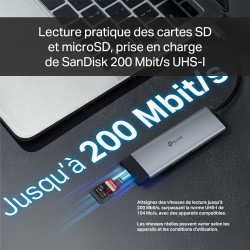 TP-Link UH7020C Hub USB C PD100W, 4K 60Hz HDMI, 1× USB C, 2× USB A, Cartes SD et microSD jusqu'à 200 Mo/s, Compatible avec MacOS