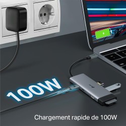 TP-Link UH7020C Hub USB C PD100W, 4K 60Hz HDMI, 1× USB C, 2× USB A, Cartes SD et microSD jusqu'à 200 Mo/s, Compatible avec MacOS