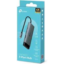 TP-Link UH7020C Hub USB C PD100W, 4K 60Hz HDMI, 1× USB C, 2× USB A, Cartes SD et microSD jusqu'à 200 Mo/s, Compatible avec MacOS