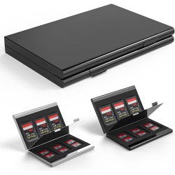 Étui pour Cartes mémoire en Aluminium résistant aux Chocs pour 12 Cartes Micro SD SDXC SDHC TF et 6 Cartes SD SDXC SDHC (Noir)