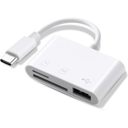 AXFEE 3en1 USB C Lecteur de Carte SD, Adaptateur Micro SD vers Type C OTG, Adaptateur Carte de Caméra SD pour Cartes SDHC SDXC T