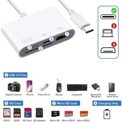 AXFEE 4en1 USB C Lecteur de Carte SD, Adaptateur Micro SD vers Type C OTG, Adaptateur Carte de Caméra SD pour Cartes SDHC SDXC T