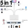 Lecteur de Carte mémoire 5en1, Adaptateur OTG pour iPhone/iPad, appareils USB C et USB A avec emplacements pour Carte Micro SD e