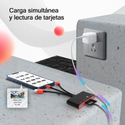 Lecteur de Carte mémoire 5 en 1, Adaptateur USB OTG et Lecteur de Carte SD pour iPhone/iPad, appareils USB C et USB A avec empla