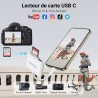 KiWiBiRD Adaptateur Carte SD USB C Lecteur Carte SD USB C Adaptateur USBC Cartes Micro SDHC, Compatible avec Mac iPhone 17 16 15