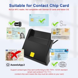 Lecteur Carte Identité Belge - Lecteur Carte ID - Plug & Play - Prend en Charge les Cartes à Digital Signature/CAC/Carte D'ident