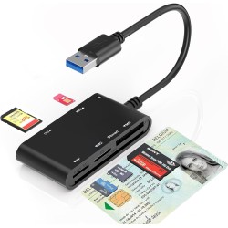 USB-A Belgian ID Card Reader - Lecteur Carte Identité Belge, ID, TF, SD, MMC, SIM, M2, Memory Stick Pro Duo -Prend en Charge Les