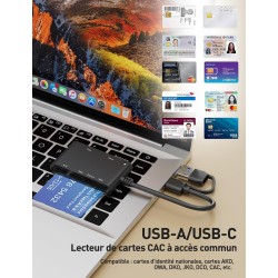 USB-C/A Belgian ID Card Reader - Lecteur Carte Identité Belge, ID, TF, SD, MMC, SIM, M2, Memory Stick Pro Duo -Prend en Charge l