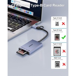 BENFEI Lecteur de Carte CFexpress Type B avec USB 3.2 (Gen 2) 10 Gbit/s, Adaptateur USB-C et USB-A 2 en 1 Type B CFexpress, Comp