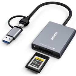 BENFEI CFexpress Lecteur de Cartes Type A avec USB 3.2 (Gen 2) 10 Gbit/s, USB-C et USB-A 2 en 1 Type A CFexpress, Compatible ave