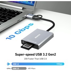 BENFEI CFexpress Lecteur de Cartes Type A avec USB 3.2 (Gen 2) 10 Gbit/s, USB-C et USB-A 2 en 1 Type A CFexpress, Compatible ave