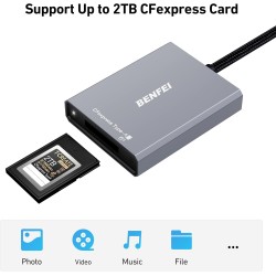 BENFEI CFexpress Lecteur de Cartes Type A avec USB 3.2 (Gen 2) 10 Gbit/s, USB-C et USB-A 2 en 1 Type A CFexpress, Compatible ave