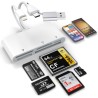 Lecteur de Carte mémoire 5 en 3, Adaptateur USB OTG Lightnin-Type C-USB A vers SD/TF/CF/Micro SD/XD/MS, Lecteur de Carte Multipl