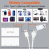 Lecteur de Carte mémoire 5 en 3, Adaptateur USB OTG Lightnin-Type C-USB A vers SD/TF/CF/Micro SD/XD/MS, Lecteur de Carte Multipl
