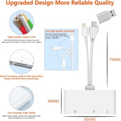 Lecteur de Carte mémoire 5 en 3, Adaptateur USB OTG Lightnin-Type C-USB A vers SD/TF/CF/Micro SD/XD/MS, Lecteur de Carte Multipl