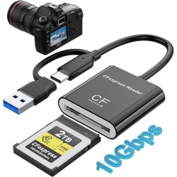 Lecteur CFexpress Type B USB 3.2 Gen 2 10 Gbit/s – 2 en 1 USB C & USB A Lecteur de Carte CFexpress Type B – Compatible Thunderbo