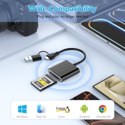 Lecteur CFexpress Type B USB 3.2 Gen 2 10 Gbit/s – 2 en 1 USB C & USB A Lecteur de Carte CFexpress Type B – Compatible Thunderbo