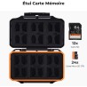 K&F CONCEPT Boîte Carte Mémoire Étanche pour 12 Cartes SD et 24 Micro SD (TF) – Étui Rigide Antichoc en ABS, Rangement Compact e