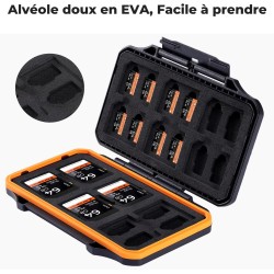 K&F CONCEPT Boîte Carte Mémoire Étanche pour 12 Cartes SD et 24 Micro SD (TF) – Étui Rigide Antichoc en ABS, Rangement Compact e