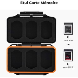 K&F Concept Étuis Cartes Mémoire pour 6 Cartes XQD ou 6 Cartes CFE-B Boite Protecteur Étanche Résistant aux Chocs Léger Portable